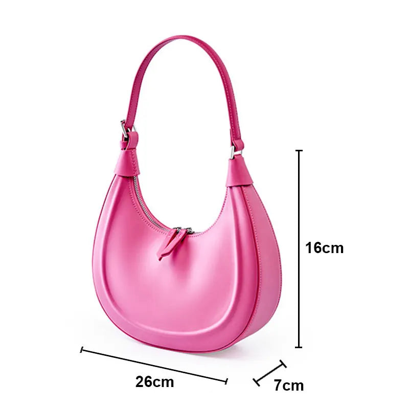 Genuine Leather Women’s Shoulder Bag Luxury Designer Women Crossbody Bags High Quality Cowhide Half Moon Handbags