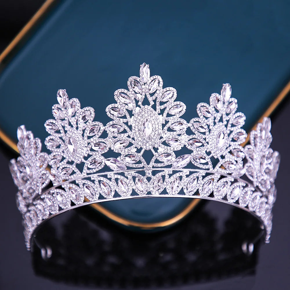 Baroque Luxury Forest Purple Crystal Bridal Tiaras Crown Big Rhinestone Pageant Diadem Wedding Hair Accessories Party Headpieces