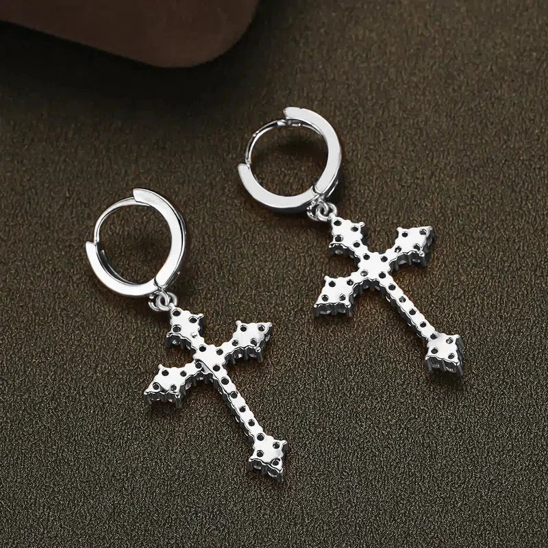 Bright Cross Designed Drop Earrings with Shiny CZ Noble Exquisite Ear Accessories for Women Trendy Wedding Party Jewelry - EUFASHIONBAGS