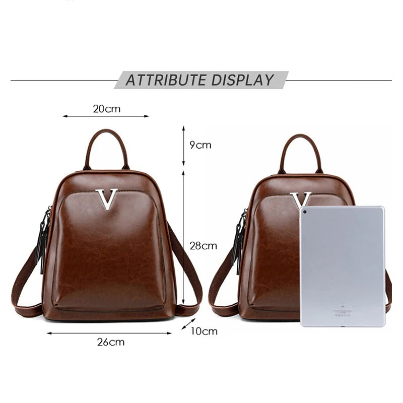 Vintage Women's Backpack New Fashion Cowhide Girls School Bag Large Capacity British Retro Computer Bags Student Backpacks