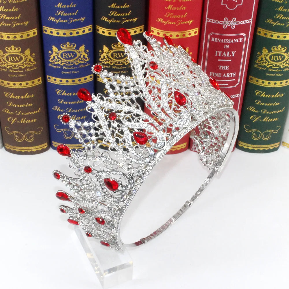 Luxury High Royal Queen Miss Universe Adjustable Wedding Crown for Women Crystal Banquet Tiaras Costume Hair Jewelry Accessories - EUFASHIONBAGS