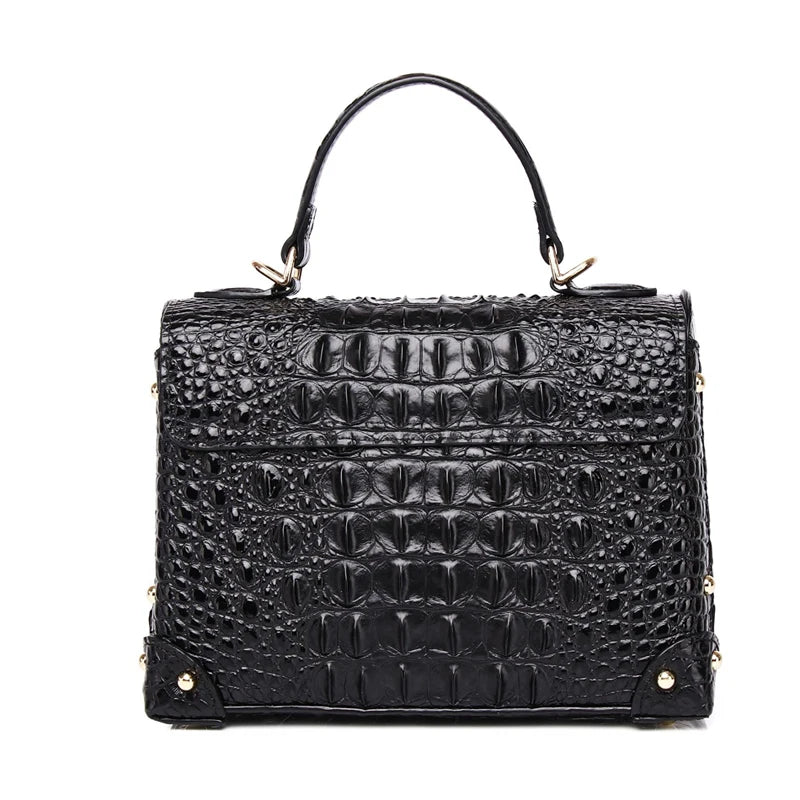 New Superior Cowhide Genuine Leather Women Handbags Embossed Crocodile pattern Fashion Luxury Lether tote Bag for women