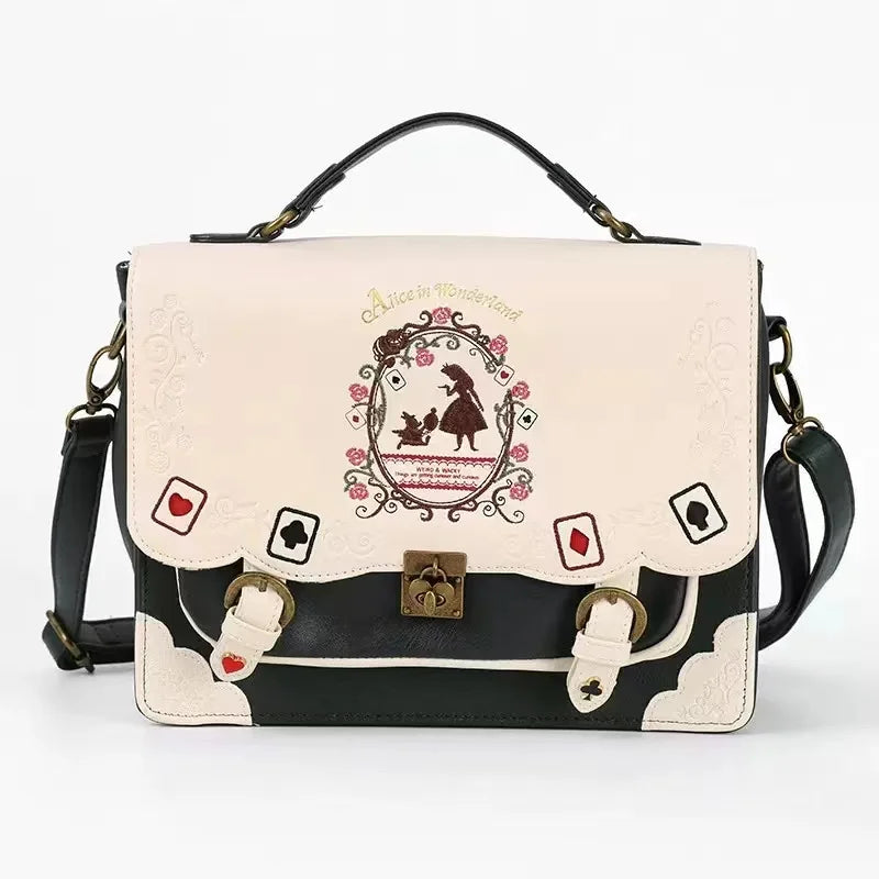 Gothic Lolita Briefcase Backpack Women Vintage Jk Schoolbag Messenger Bag Female Japanese Kawaii Y2k Handbags