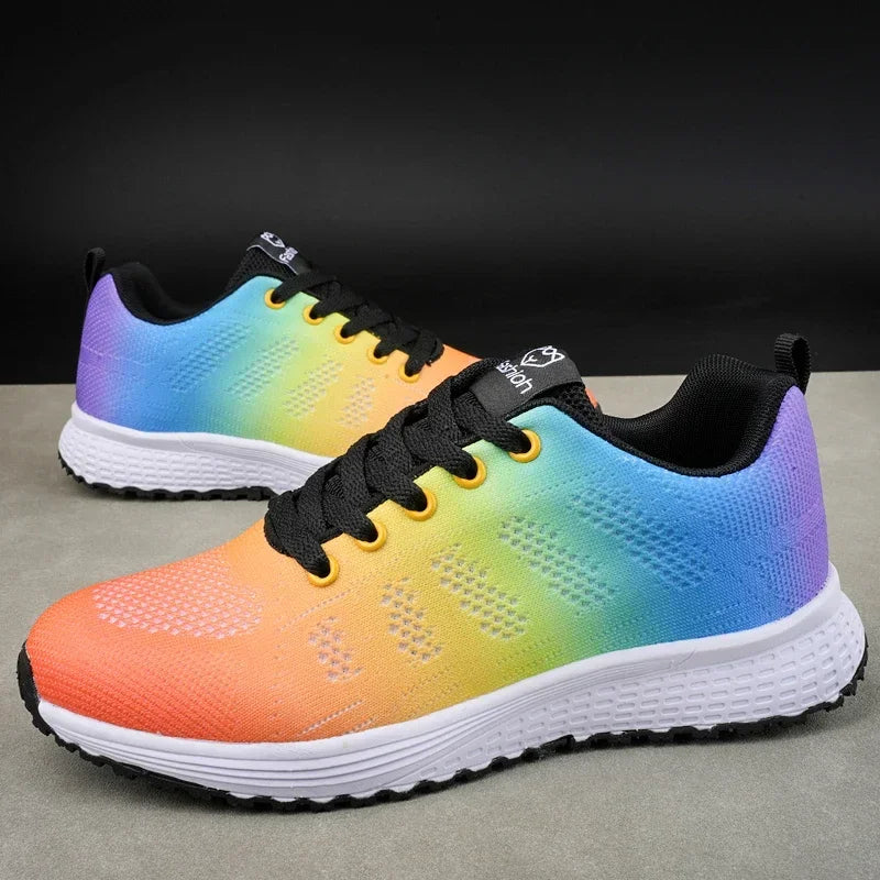 Women's Flat Shoes Solid Color Mesh Breathable Casual Shoes Spring and Summer Anti Slip Wear-resistant Tennis Women Sports Shoes - EUFASHIONBAGS