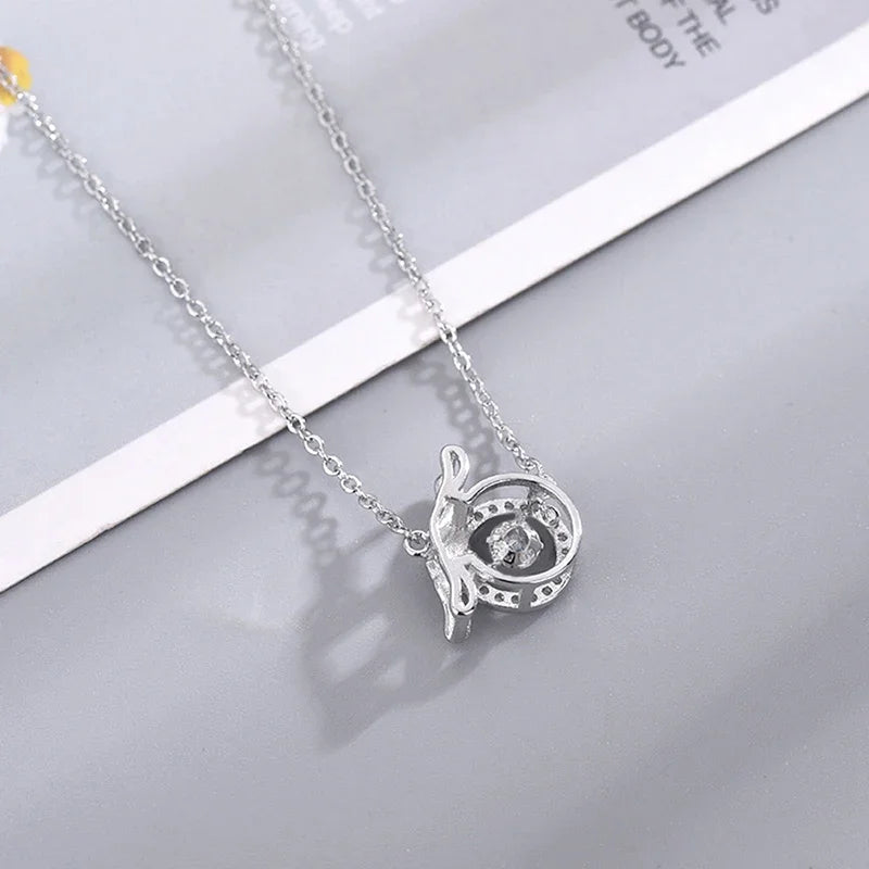 Dog Animal Shaped Cubic Zirconia Pendant Necklace for Women Luxury Silver Color O Chain Necklace Exquisite Trendy Jewelry