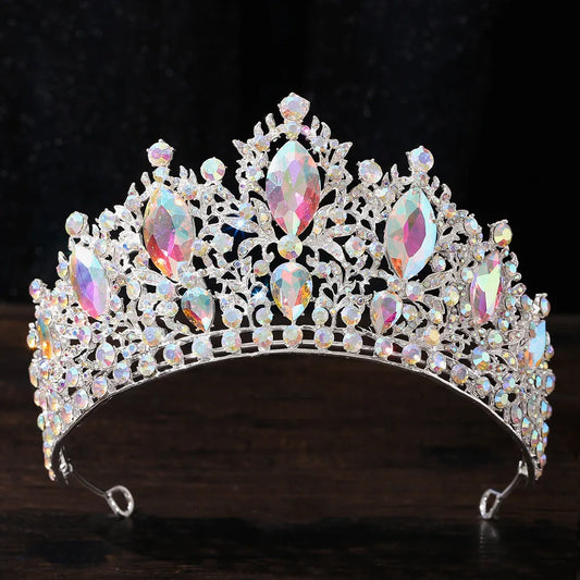 Baroque Luxury Queen Large Crystal AB Tiaras Crowns Bridal Women Girls Wedding Diadem Headband Princess Party Hair Dress Jewelry - EUFASHIONBAGS