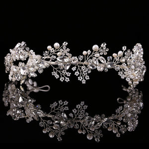 Luxury Crystal Pearl Wedding Tiaras Hairbands Headbands For Women Bride Party Bridal Wedding Hair Accessories Jewelry Headband