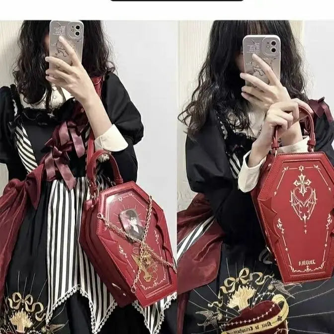 Y2K Messenger Bag Women Gothic Japanese Handle Chain Transparent Handbag Vintage Mini Backpack Aesthetic - EUFASHIONBAGS