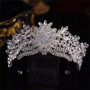 Luxury Floral Crystal Flower Bridal Tiaras Crown Rhinestone Pageant Diadem Collares CZ Crowns Headpiece Wedding Hair Accessories