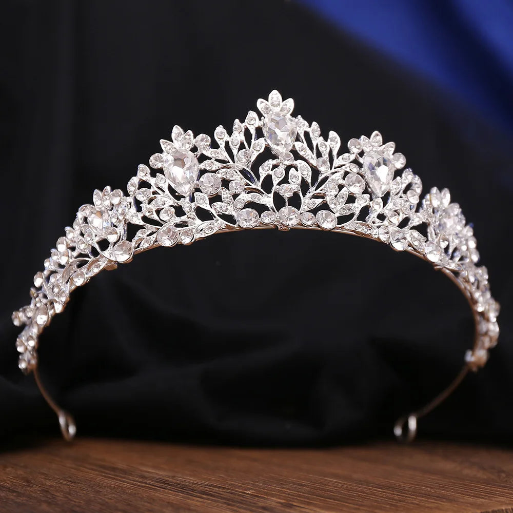 Baroque Luxury Forest AB Color Crystal Bridal Tiaras Crowns Rhinestone Pageant Diadem Wedding Hair Accessories Party Headpieces