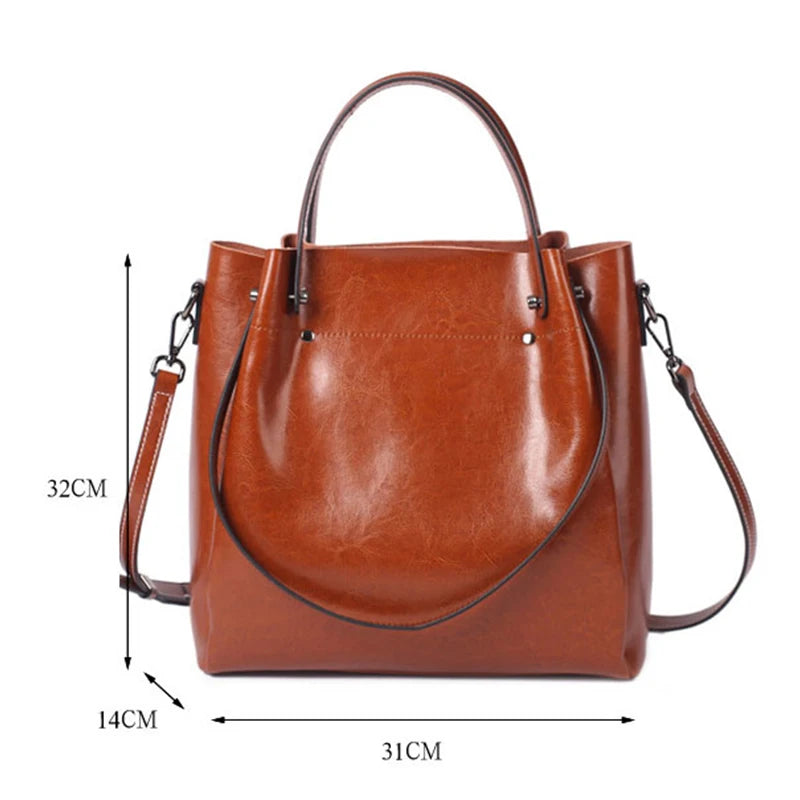 2025 New Women's Tote Bag Large Genuine Leather Women Shoulder Bag Cowhide Crossbody Bags Fashion Girls Handbags