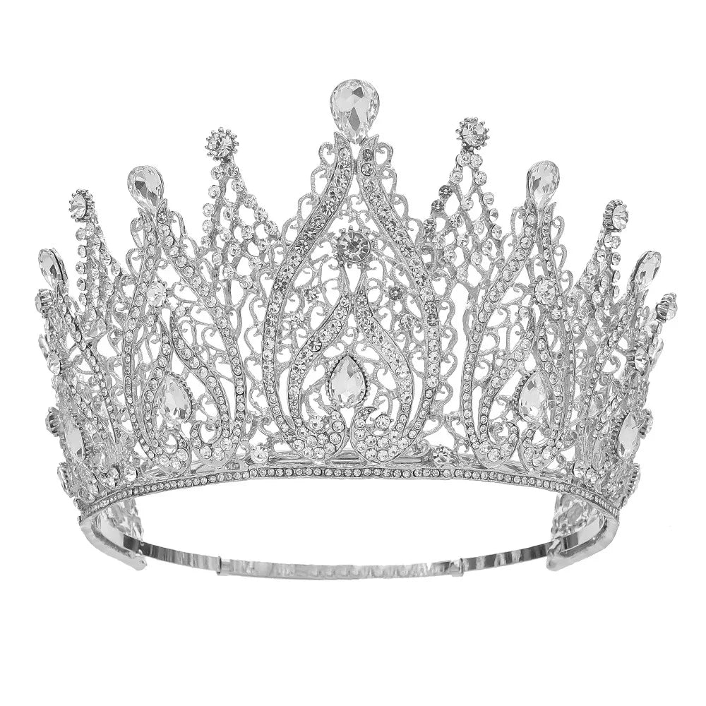 Luxury High Royal Queen Miss Universe Adjustable Wedding Crown for Women Crystal Banquet Tiaras Costume Hair Jewelry Accessories - EUFASHIONBAGS