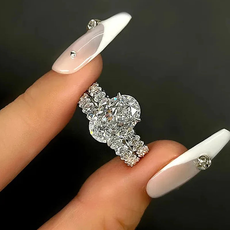 Full Oval Cubic Zirconia Promise Rings for Women Gorgeous Accessories Wedding Party New Fashion Female Jewelry Drop Ship - EUFASHIONBAGS