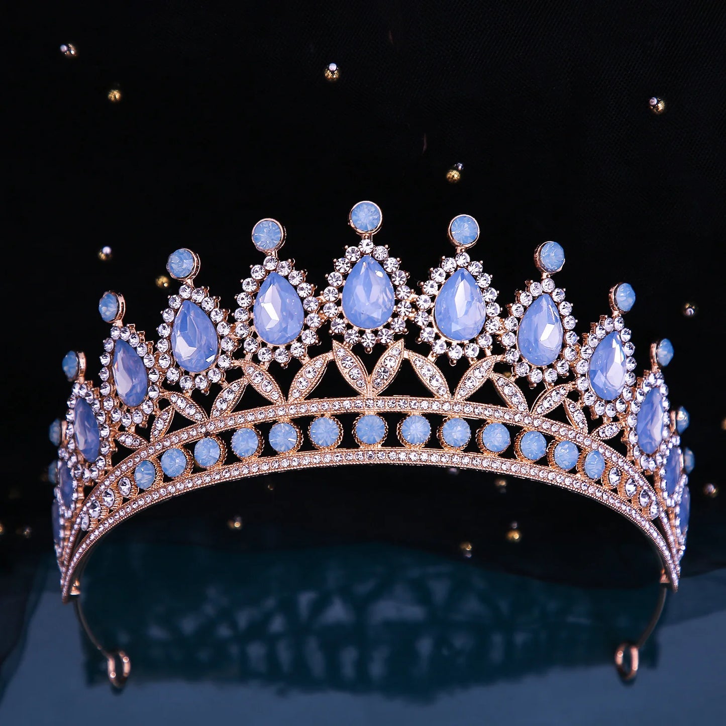 Many Styles Baroque Pink Blue Green White Opal Crystal Bridal Tiaras Crown Gold Color Rhinestone Pageant Diadem Hair Accessories - EUFASHIONBAGS