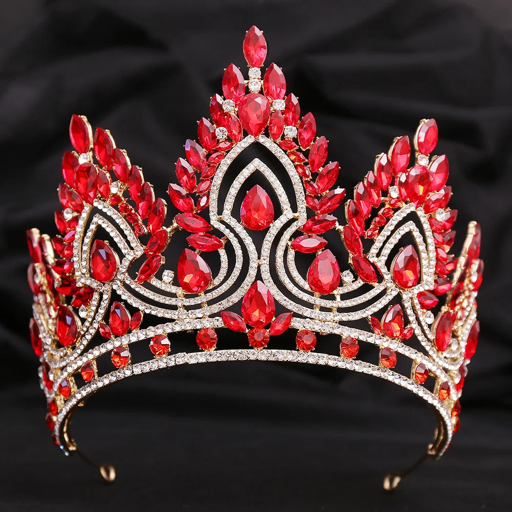 Big Miss Universe Crystal Royal Queen Witch Crowns Rhinestone Bridal Tiara Women Costume Pageant Diadem Wedding Hair Accessories - EUFASHIONBAGS