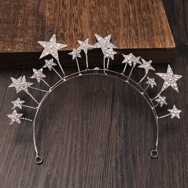 Baroque Crystal Rhinestone Star Hairband Women Bridal Wedding Tiaras Hair Accessories Crown Hairwear diademas para el pelo mujer