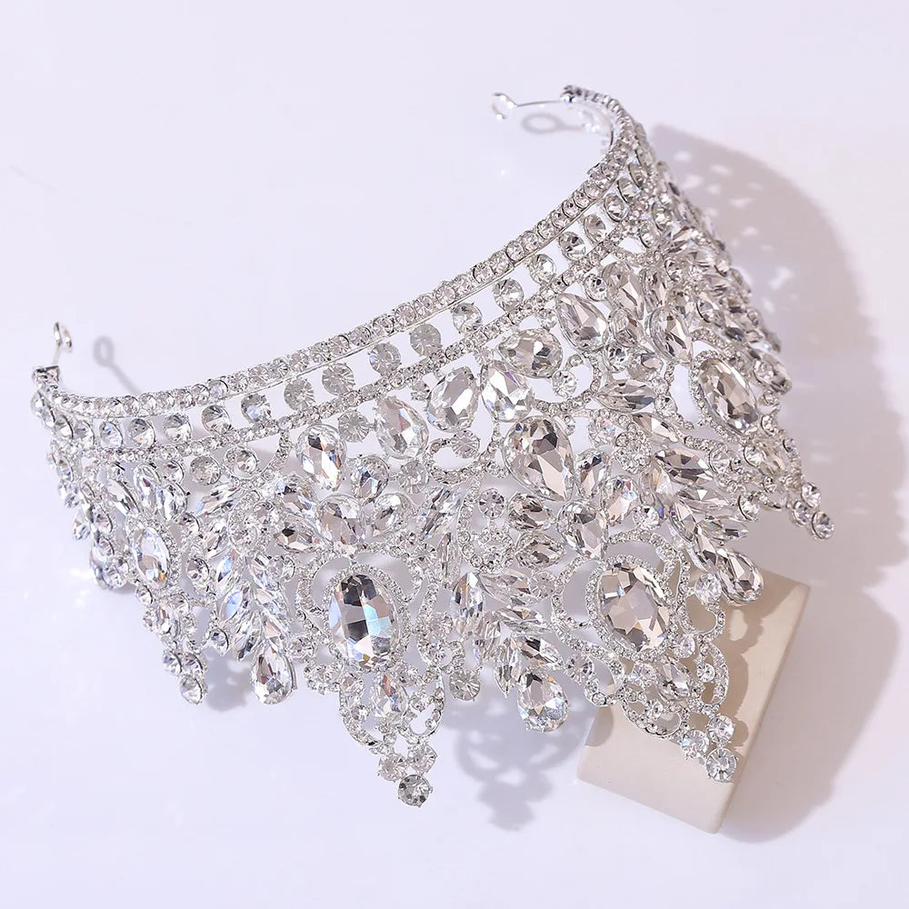 Luxury Big Forest Miss Universe Crystal Royal Queen Witch Crowns Rhinestone Bridal Tiara Pageant Diadem Wedding Hair Accessories - EUFASHIONBAGS