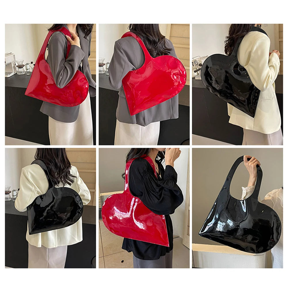 Luxury Design Heart Fashion Clutch Purse PU Leather Bag Trendy Tote Bag Summer Top Hand Bag for Women and Girls - EUFASHIONBAGS