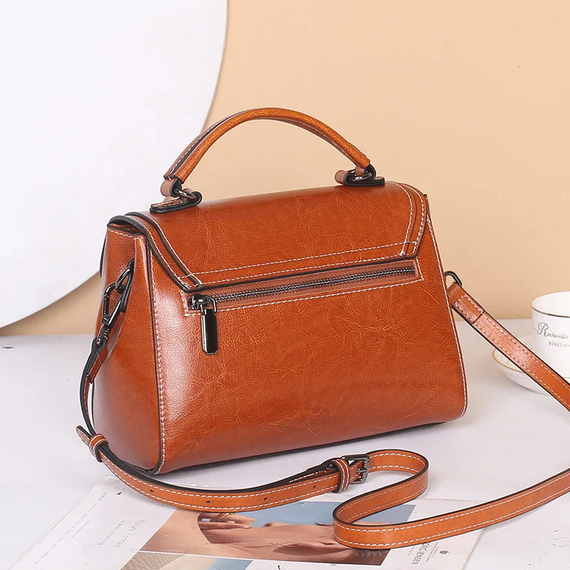 Women's Shoulder Bag Cowhide Luxury Vintage Crossbody Messenger Bag Simplicity Genuine Leather Fashion Large Capacity Handbag