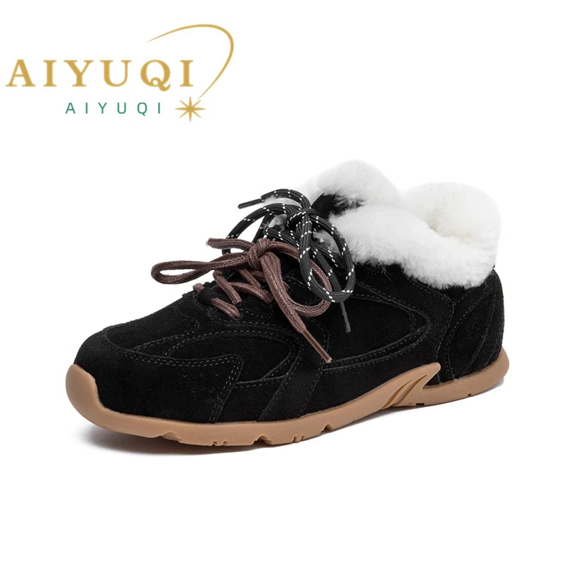 Women Sneakers New Genuine Leather Retro German Training Shoes Women Winter Velvet Fur Flat Casual Shoes Women - EUFASHIONBAGS