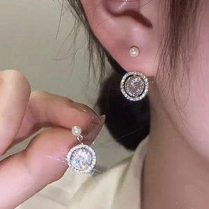 Chic Women's Drop Earrings Imitation Pearl CZ Separable Earrings Modern Fashion Female Accessories New Luxury Jewelry