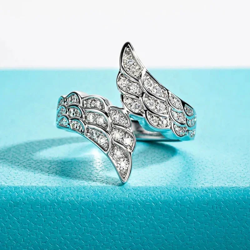 Romantic Wings Design Women Rings Bling Cubic Zirconia Luxury Trendy Wedding Accessories for Cocktail Party Jewelry - EUFASHIONBAGS