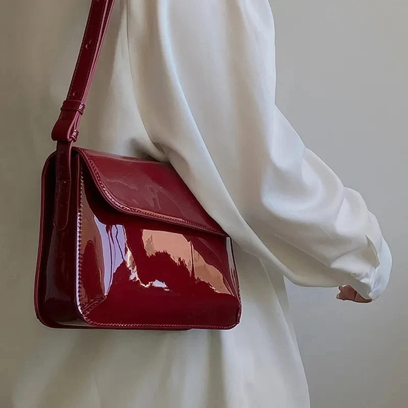 Luxury Patent Leather Women Small Bag Square Crossbody Bag Casual