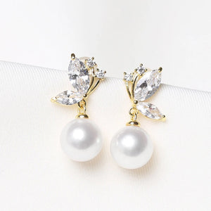 Fashion Imitation Pearl Drop Earrings Marquise CZ Ear Accessories for Women n116