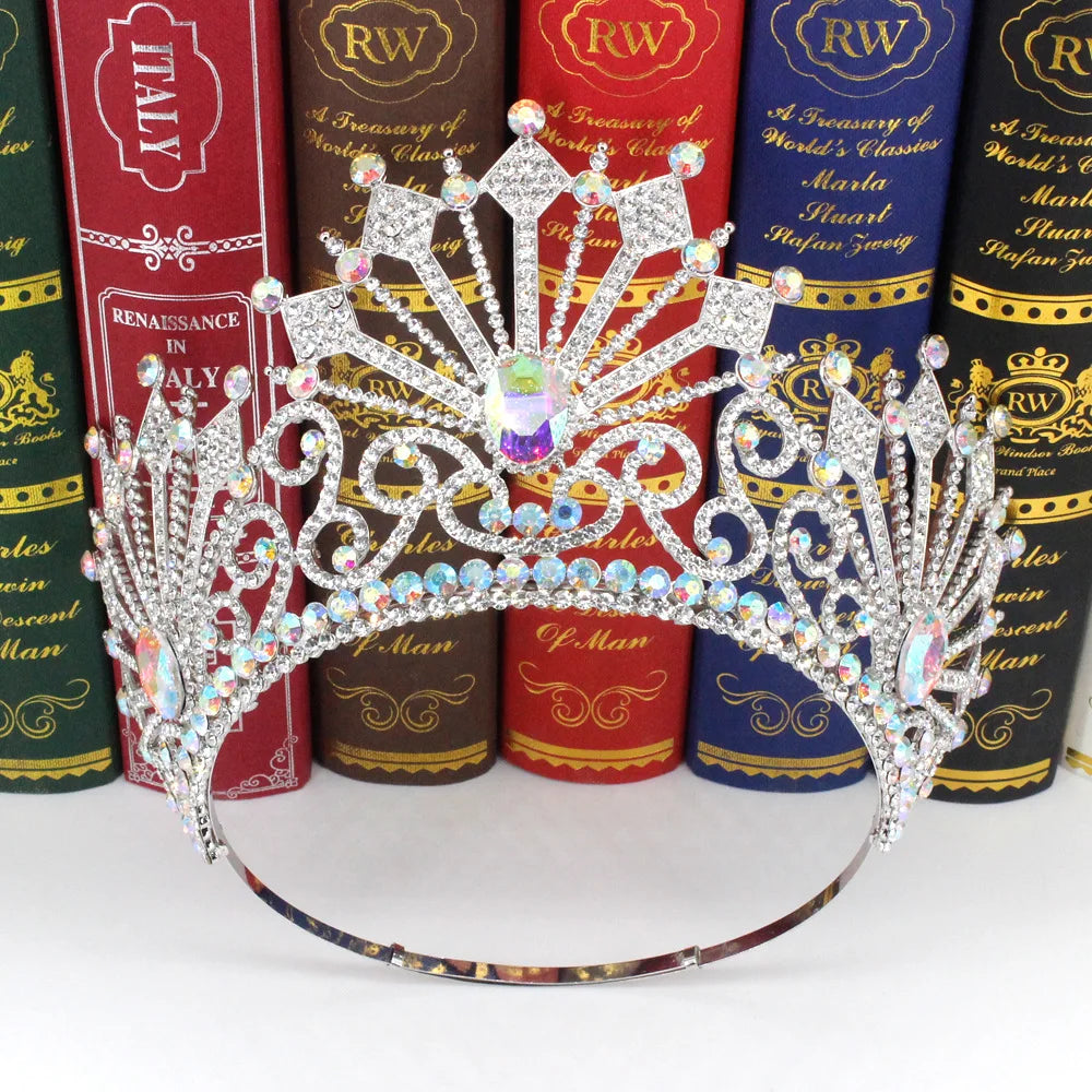 Miss Supranational Big Crystal Geometric Bridal Crown Rhinestone Beauty Pageant Headdress Wedding Dress Hair Jewelry Accessories