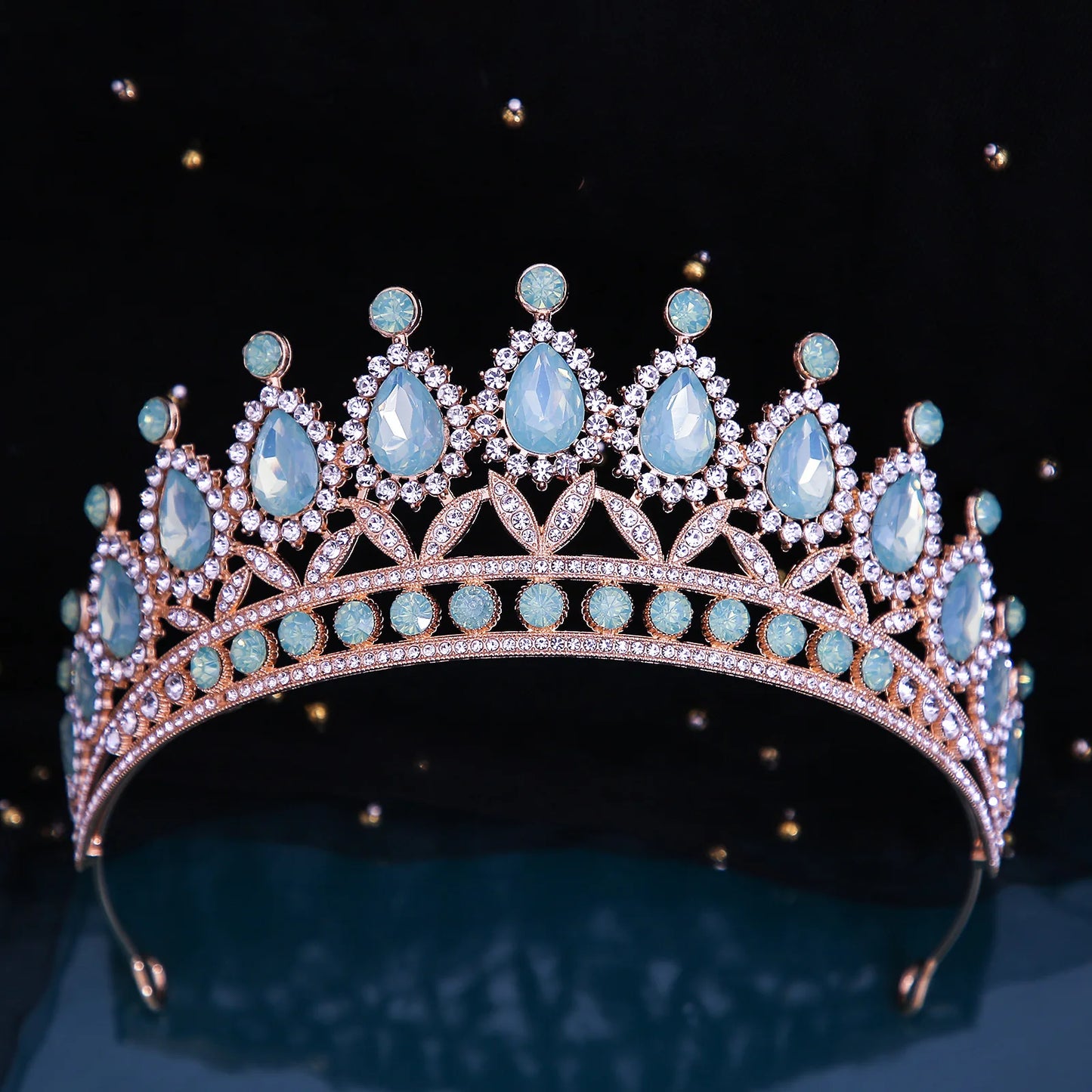 Many Styles Baroque Pink Blue Green White Opal Crystal Bridal Tiaras Crown Gold Color Rhinestone Pageant Diadem Hair Accessories - EUFASHIONBAGS