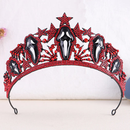 Baroque Sparkling Gun Black Red Crystal Star Bridal Tiaras Crown For Women Headbands Halloween Carnival Party Hair Dress Jewelry - EUFASHIONBAGS