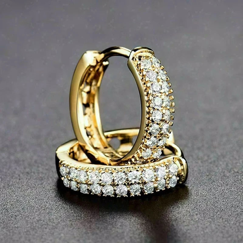 Shining Circle Earrings Female Versatile Dainty Bright Zirconia Jewelry Graceful Fashion Lady Daily Wearable Accessories