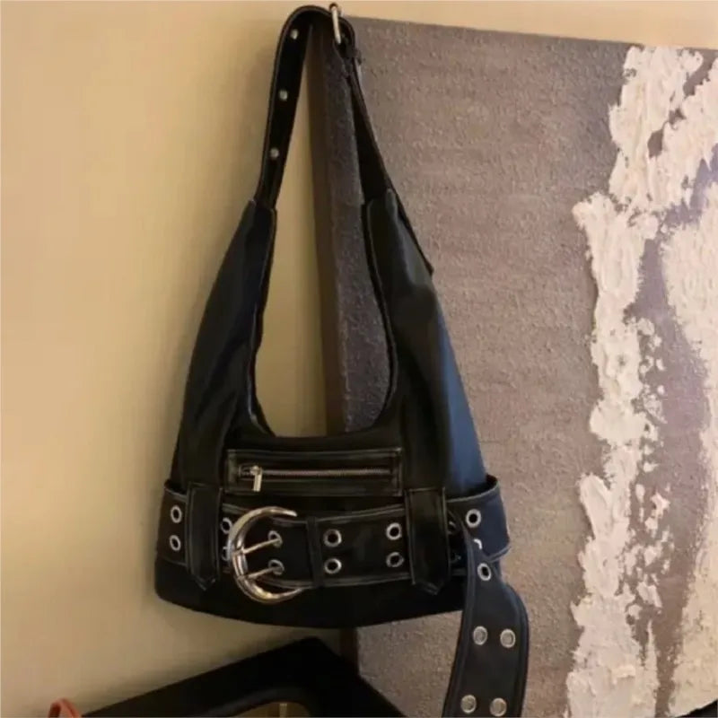 Retro Denim Messenger Bag Women Hot Girl Rivet Large Casual Crossbody Bags Female Y2k Grunge Handbag 2025 New