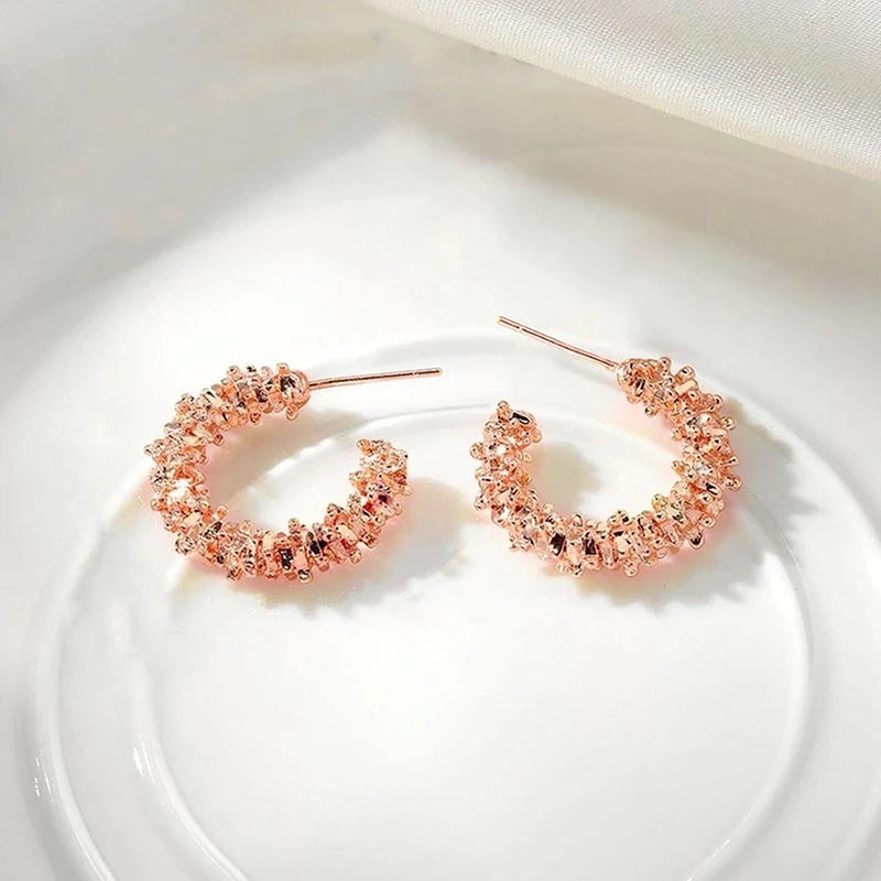 Fashion Metallic Style Loop Earrings Female Trendy Daily Accessories Pierced Ear-ring 4 Metal Colors Available Jewelry