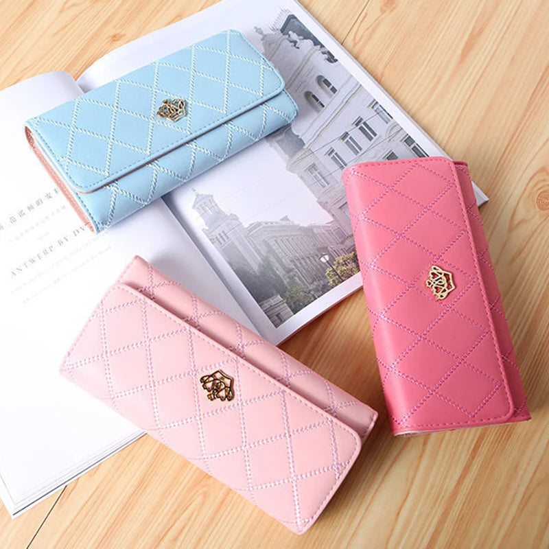 New Women's Wallet Fashion PU Leather Large Long Wallets Credit Card Holder Phone Coin Storage Girl's Handbag