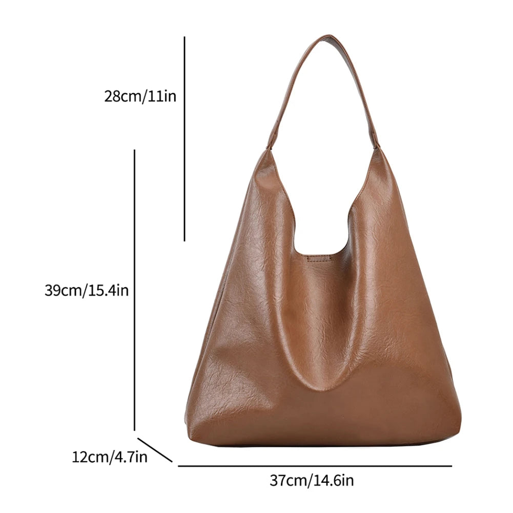 Soft PU Leather Fashion Handbags Purse for Women Retro Luxury Shoulder Bag Large Casual Shopping Hobo Women's Tote Bags - EUFASHIONBAGS