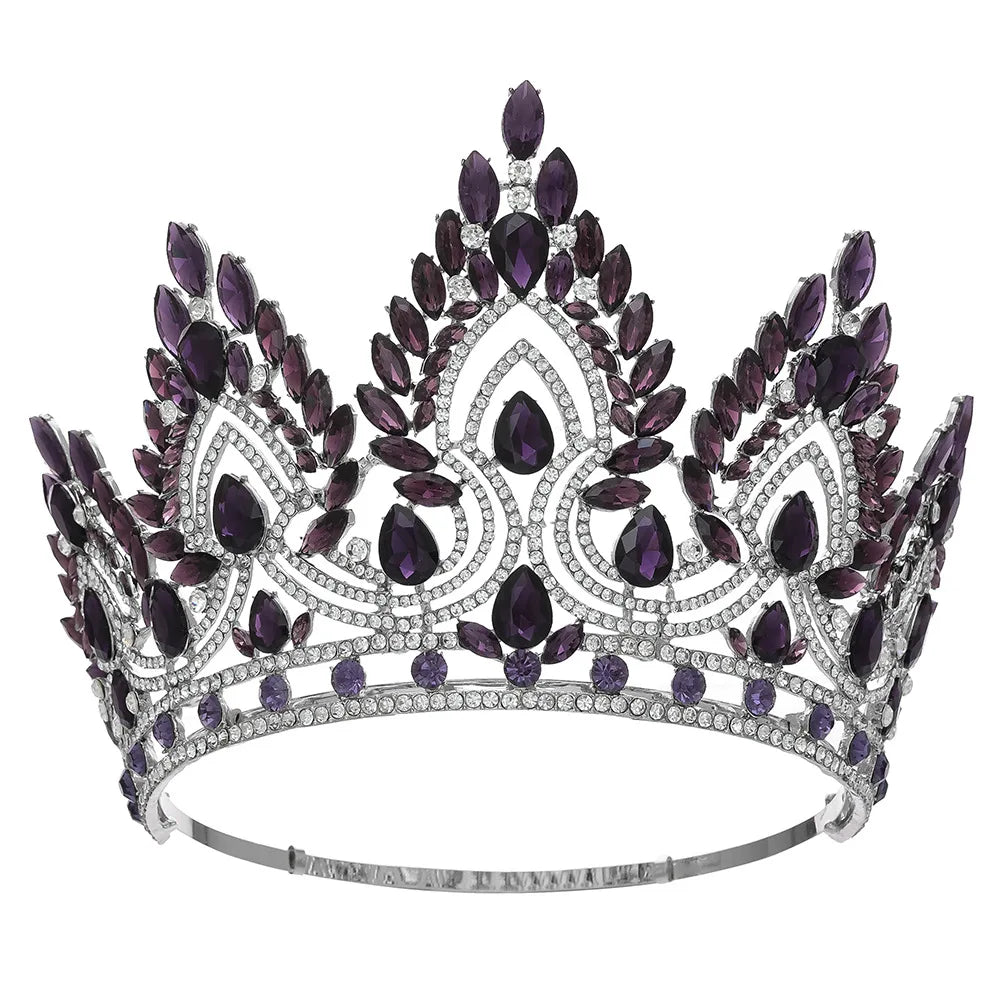 Luxury Big Miss Universe Round Crowns Forest Crystal Rhinestone Wedding Tiaras Bridal Hair Accessories Diadem Wedding Headpiece - EUFASHIONBAGS