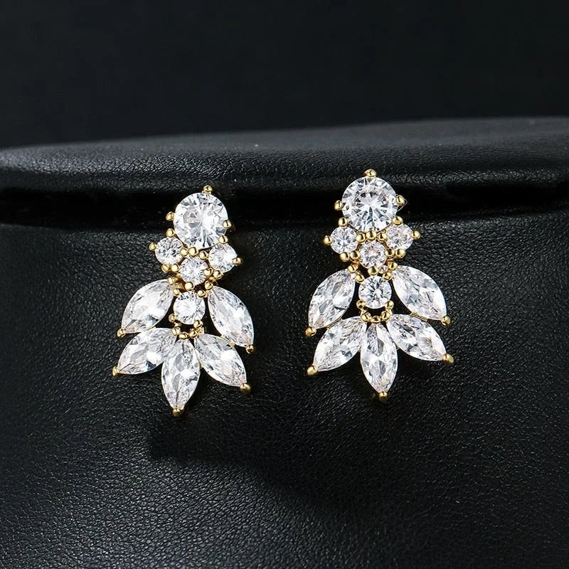 Luxury Geometric Stud Earrings for Women Full Crystal CZ Exquisite Bridal Wedding Accessories Fancy Gift Fashion Jewelry - EUFASHIONBAGS