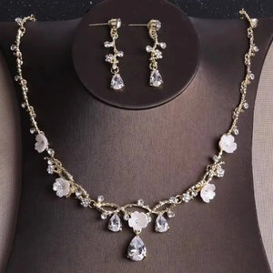 Luxury Butterfly Crystal Bridal Jewelry Sets for Women Rhinestone Tiaras Crown Necklace Earrings Set Wedding Costume Jewelry Set