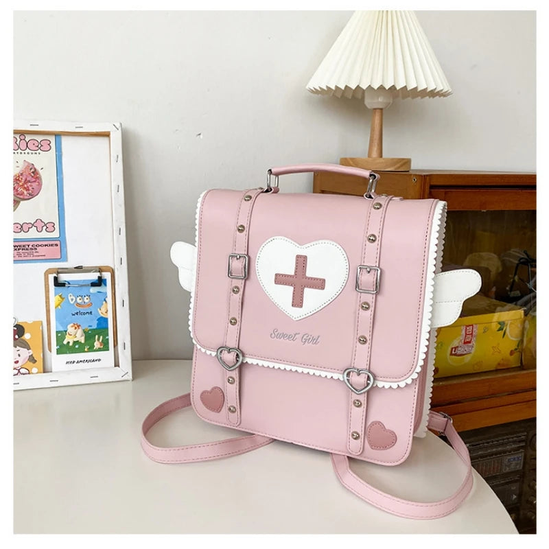 2025 New Cute Manga Style Backpack Candy Color PU Leather Large Girls JK Handbags Children's Kawaii School Bags - EUFASHIONBAGS