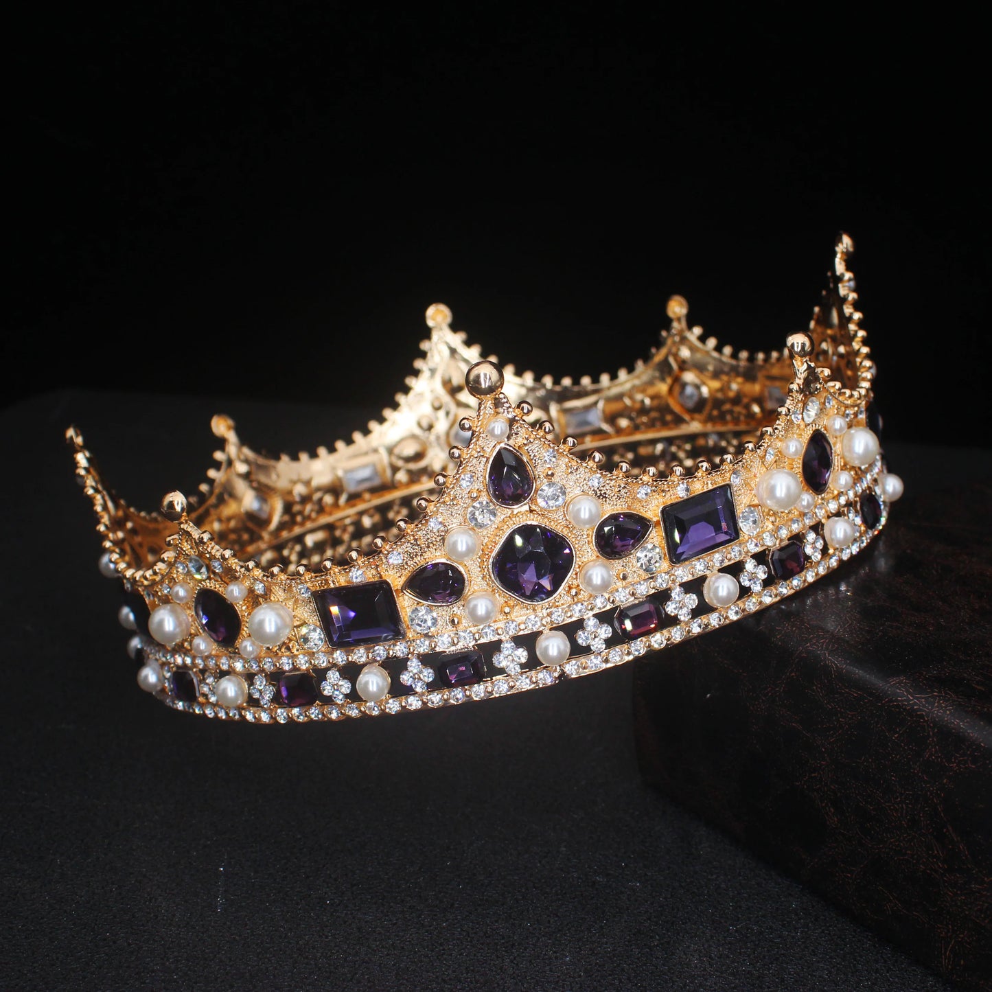 Royal Crowns Queen King Pageant Prom Tiara Diadem Vintage Men Crown Head Jewelry Accessories Hair Ornaments - EUFASHIONBAGS