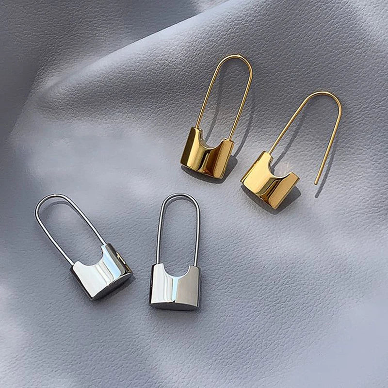 Chic Lock Shaped Drop Earrings for Women Metal Silver Color/Gold Plated Y2K Girls Piercing Accessories Statement Jewelry