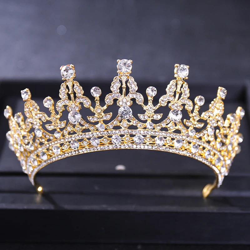 Gold Color Luxury Crystal Wedding Tiaras And Crowns Party Rhinestone Prom Bridal Diadem Crown Tiara For Women Bride Hair Jewelry - EUFASHIONBAGS