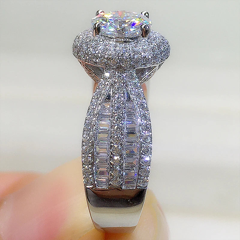 Bling Bling Crystal Rings Women for Wedding Luxury Cubic Zirconia Engagement Band Accessories Silver Color Trendy Jewelry - EUFASHIONBAGS