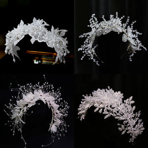 Luxury Crystal Beads Floral Bridal Headpiece Baroque Crown Wedding Hair Jewelry Pageant Rhinestone Diadem Headband Hair Ornament