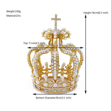 Cargar imagen en el visor de la galería, Lxury Pearl Queen King Tiaras and Crowns Men/Women Pageant Prom Royal Diadem Hair Ornaments Wedding Hair Jewelry Accessories