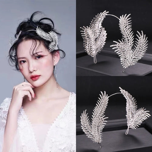 Silver Color Crystal Headband Tiara Hairband For Bride Women Rhinestone Bridal Wedding Hair Accessories Jewelry Band Headdress