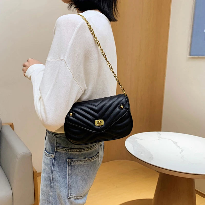 Women's Shoulder Bag 2024 New Designer Luxury Bag Fashion PU Leather Women Crossbody Chain Bags Female Handbags