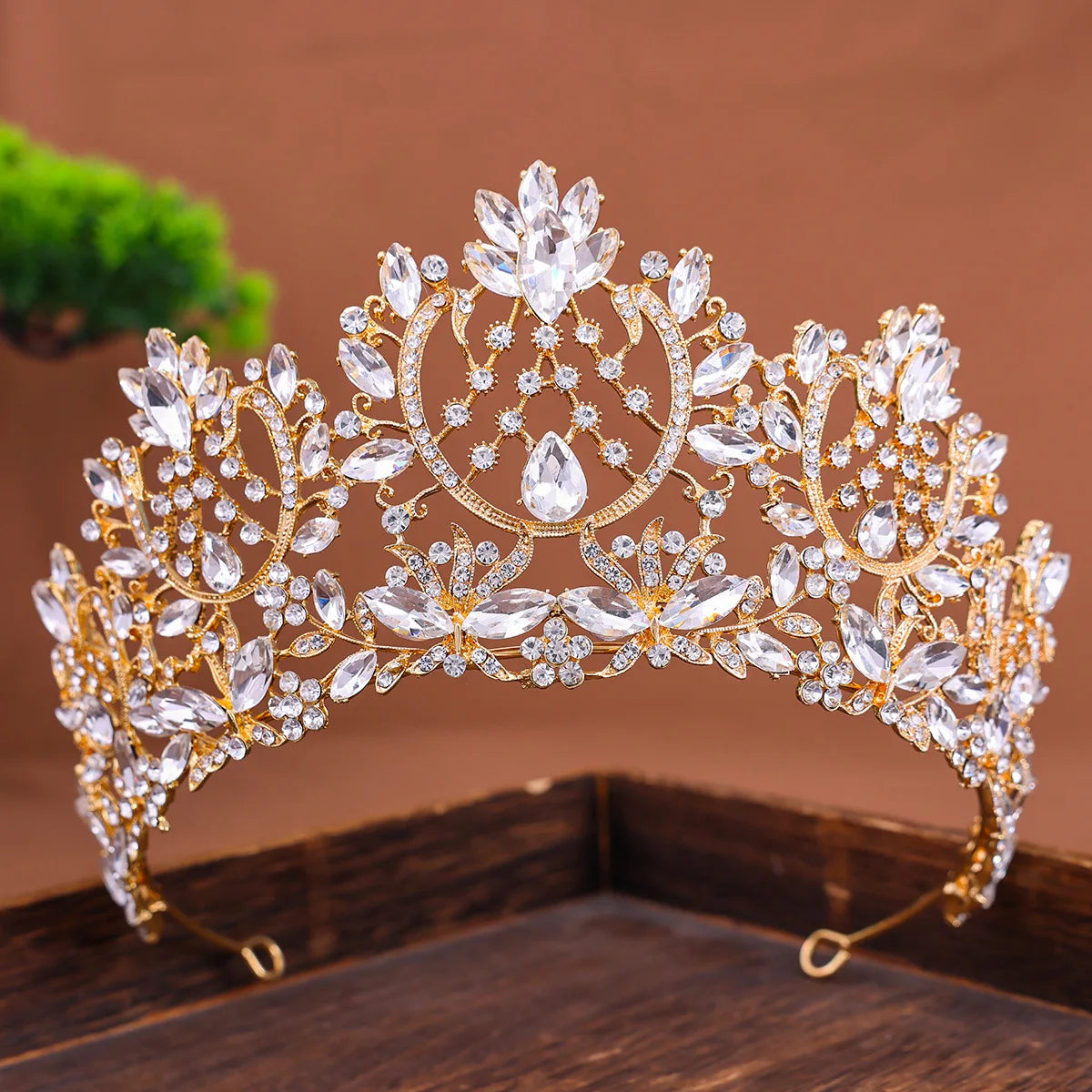 Luxury High Quality Royal Queen Pink Crystal Wedding Crown Women Rhinestone Banquet Tiara Party Costume Hair Jewelry Accessories - EUFASHIONBAGS