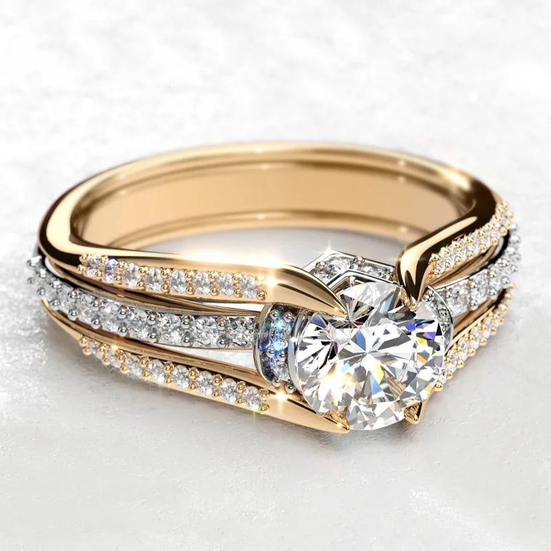 Female Wedding Band Gorgeous Proposal Ring with Bright Cubic Zirconia Gorgeous Fashion Women Engagement Jewelry